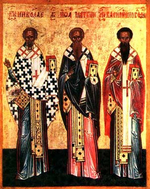 St. Nicholas the Wonderworker, St. John the Merciful and  Monk Basil the Confessor